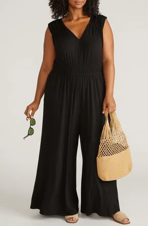 Universal Standard The Zoey Liquid Jersey Wide Leg Jumpsuit in Black at Nordstrom, Size Xxx-Large