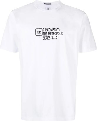 C.P. Company Metropolis Logo Printed White Cotton T-Shirt Size L