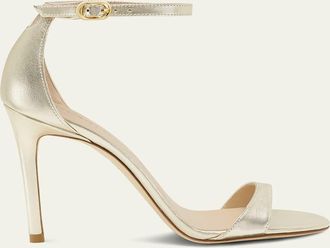 Stuart Weitzman Nudist Metallic Ankle-Strap Sandals