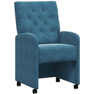 vidaXL Dining Chairs with Wheels 2 pcs Blue 58 x 67 x 97 cm Velvet vidaXL