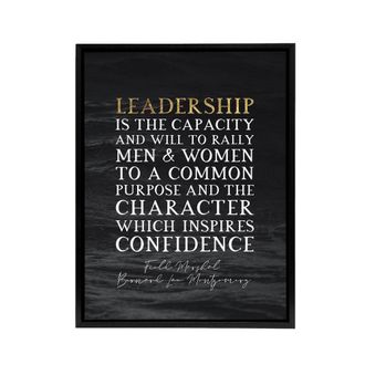 Artery8 Bernard Montgomery Leadership Quote Framed Canvas Wall Art Print in Grey | Size: W24 x H32