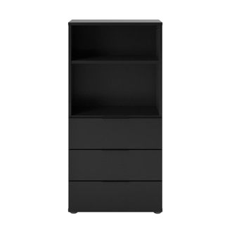 Calicosy C&oacute;moda 3 cajones 2 baldas abiertas negro - L50 cm