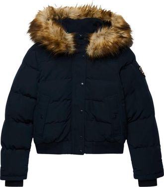 Superdry Everest Hooded Bomber Jacket - Dames - Jassen - Blauw - Maat: XL Leer