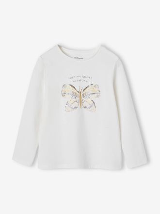 Vertbaudet M&auml;dchen Shirt mit Paillettenmotiv wollwei&szlig;