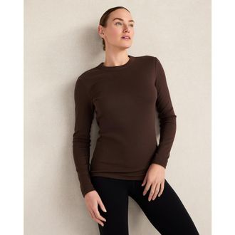 Haven Essential Organic Cotton Long Sleeve Tee in Coffee Bean at Nordstrom, Size X-Small