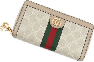 Gucci Beige White Gg Supreme Leather Coin Purse/Coin Case (Pre-Owned)