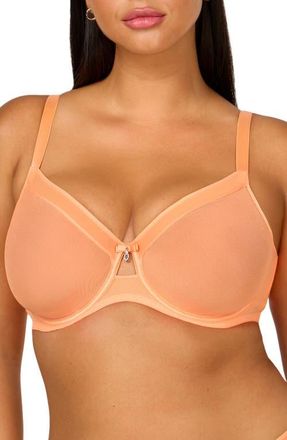 Curvy Couture Sheer Mesh Underwire Unlined Bra in Orange Tang at Nordstrom, Size 36Ddd