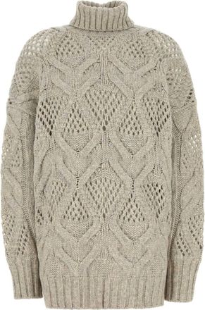 Sportmax Maglione chunky a collo alto in maglia a trecce - Toni neutri
