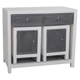 Wanderlust Deco Wanderlust Deco - Set Recibidor Y Dos Taburetes De Madera Grises