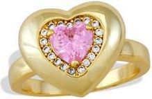 Savvy Cie Jewels Puffy Cubic Zirconia Halo Heart Ring in Yellow Gold/Pink at Nordstrom Rack, Size 8