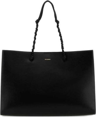 Jil Sander Black Leather Tangle Shopping Bag Borse A Mano