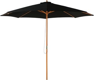 OUTSUNNY Sombrilla Parasol De Jard&iacute;n &Oslash;300x250 Cm Con Sistema De Pestillo De Fijaci&oacute;n Techo Ventilado Y Poste Desmontable De Madera Para Terraza Patio Exterior