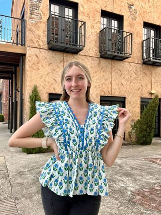 Entro Dewdrop Ruffle Blouse In Multicolor