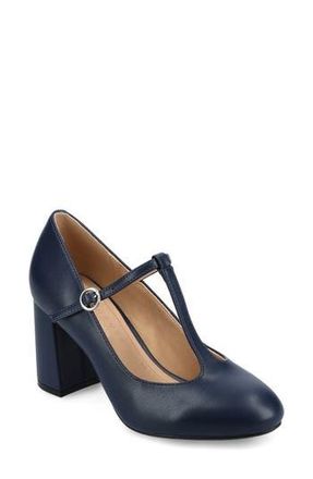 Journee Collection Talani T-Strap Pump in Navy at Nordstrom Rack, Size 8.5