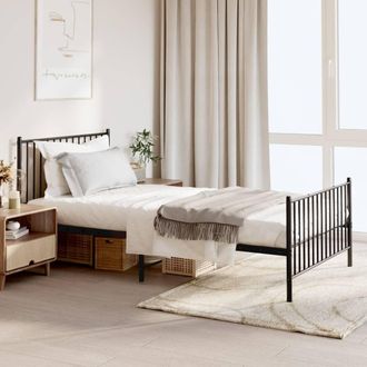 vidaXL Estructura Cama Sin Colch&oacute;n Con Estribo Metal Negro 107x203 Cm Vidaxl
