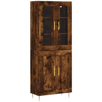 vidaXL Aparador Alto Madera Contrachapada Roble Ahumado 69,5x34x180 Cm Vidaxl