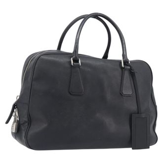 Prada Vintage Leather Black Leather Handbag (Pre-Owned)