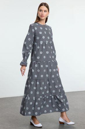 Trendyol Modest Dames Zwart Maxi Lang Casual A-lijn Modest Jurken