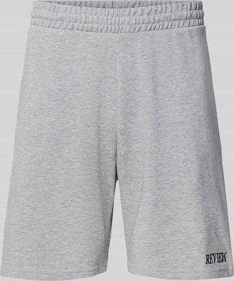 Review Regular Fit Shorts mit Label-Stitching in Hellgrau Melange, Gr&ouml;&szlig;e XXL