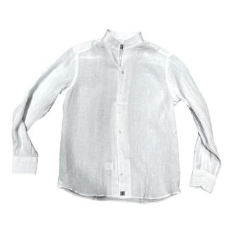 Sonrisa Casual Shirts, male, White, Size: 3XL Linen Stand-Collar Shirt