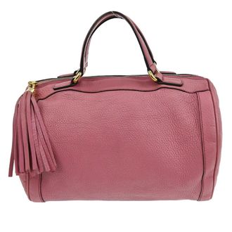 Gucci Soho Boston Bag Leather Pink Leather Handbag (Pre-Owned)