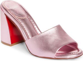 Christian Louboutin Jane Laminato Slide Sandal in Baby Pink/Lin Baby Pink at Nordstrom, Size 10.5Us