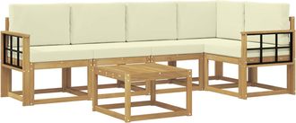 vidaXL Conjunto De Sof&aacute;s De Exterior 6 Uds. Blanco Y Crema Vidaxl