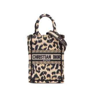 Dior Pre-owned Womens Book Tote Mini Leopard Print - Tan Textile - One Size