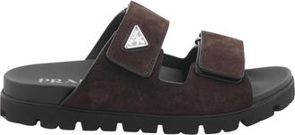 Prada Slippers - Heren - Sandalen - Bruin - 43 EU - Schoenen