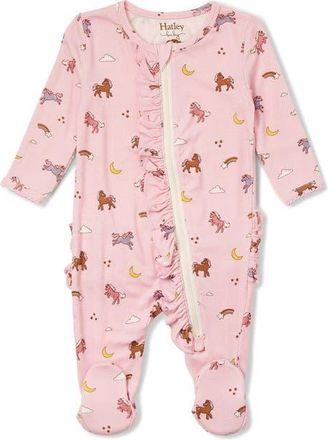 Hatley Ponies Ruffle Footie in Marys Rose at Nordstrom, Size Newborn
