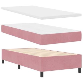 vidaXL Box Spring Bed with Mattress Pink 100 x 200 cm Velvet Vidaxl