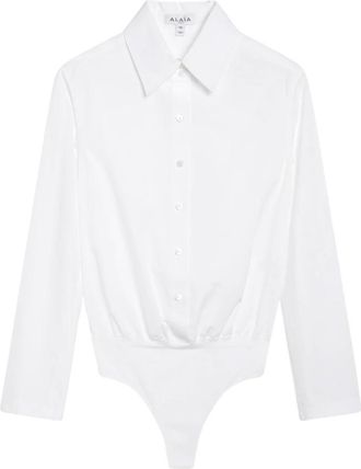 Alaia Basque Shirt Body - Dames - Tops - Wit - Maat: XS Katoen