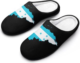 Generic Flag Map of Honduras Mens House Slippers Memory Foam Washable Cotton Slip on Home Shoes