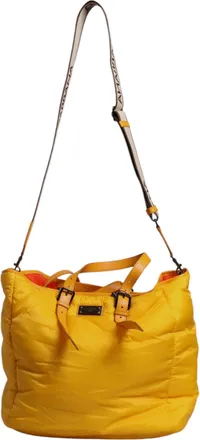 Dolce & Gabbana Yellow Orange Nylon Logo Plaque Hand Shoulder Duffle Mens Bag
