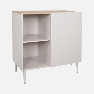 Sweeek Aparador, Mueble De Almacenamiento De Metal Y Decoraci&oacute;n De Madera 1 Puerta 80cm