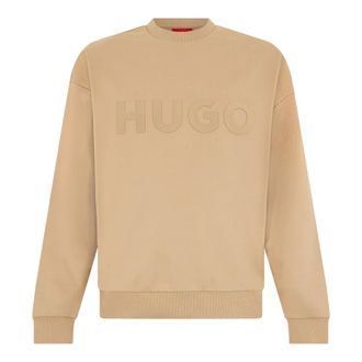 HUGO BOSS Hoodies & sweatvesten, Heren, Beige, 2Xl, Katoen, Logo Print Katoenen Terry Sweater