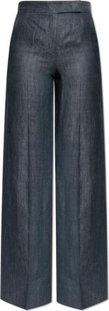 Max Mara Deserto Linnen Broek - Dames - Wijde Broeken - Grijs - S - Linnen - Broeken