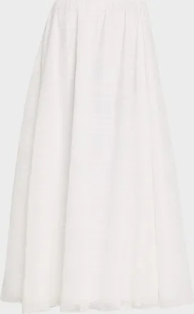 Brunello Cucinelli Long Eyelet Cotton Skirt