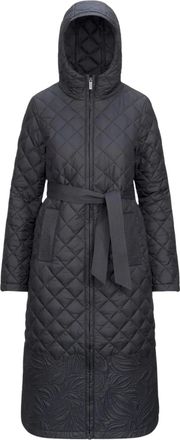 K-Way Gewatteerd jack met capuchon en ceintuur - Grijs