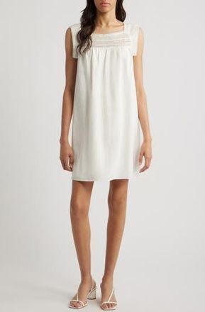 Charles Henry Lace Trim Shift Dress in Ivory at Nordstrom Rack, Size X-Large