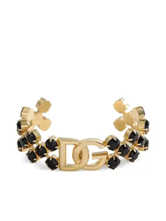 Dolce & Gabbana DG logo black-stone bracelet - Gold