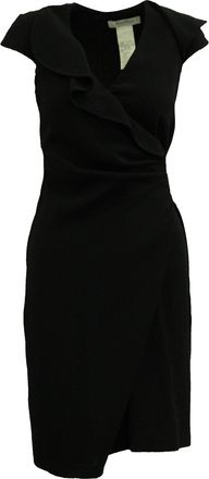 Max Mara Ruffle Wrap Dress in Black Wool