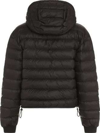 Palm Angels Womens Hooded Full-Zip Down Jacket Black Elastane Puffer