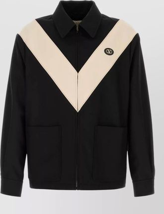 Valentino Garavani gabardine jacket long sleeves collared contrast panel