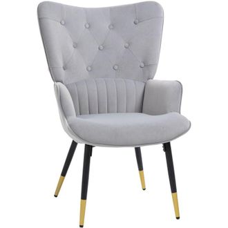 HOMCOM Sill&oacute;n Individual Sill&oacute;n Orejero Butaca De Sal&oacute;n Moderno Tapizado En Terciopelo Con Respaldo Alto Reposabrazos Y Patas De Acero 68x72x103 Cm - Homcom