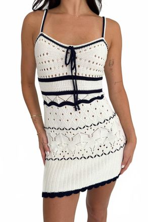Ocean Drive Clothing Pointelle Tank Dress In Ivory/navy