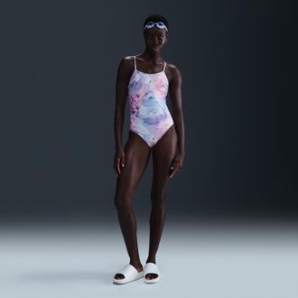 Nike Womens Swim HydraStrong Racerback One-Piece in Multicolor | NESSF013-959