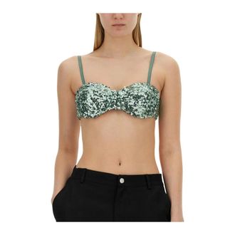 Moschino Top a Paillettes - - Tops - Donna - Blu - M
