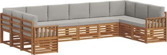 vidaXL Conjunto De Sof&aacute;s De Exterior 10 Uds. Gris Natural Y Claro Vidaxl