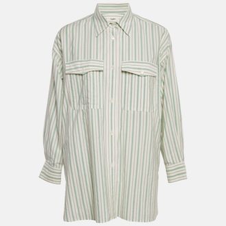 Isabel Marant Etoile Green Stripe Cotton Ajady Shirt
